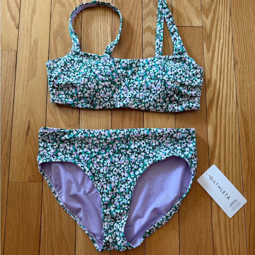 Athleta Women’s Swim Set - Green/purple Floral